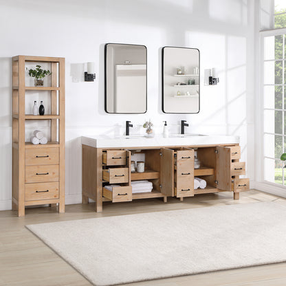 León 84" Free-standing Double Bathroom Vanity in Fir Wood Brown