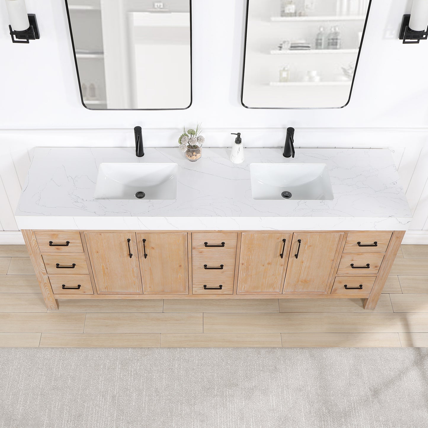 León 84" Free-standing Double Bathroom Vanity in Fir Wood Brown