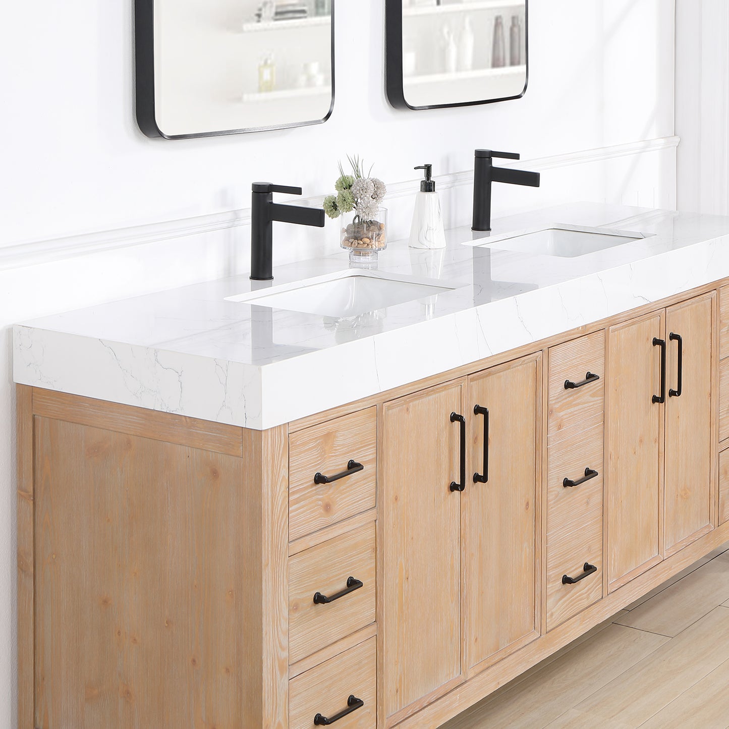 León 84" Free-standing Double Bathroom Vanity in Fir Wood Brown
