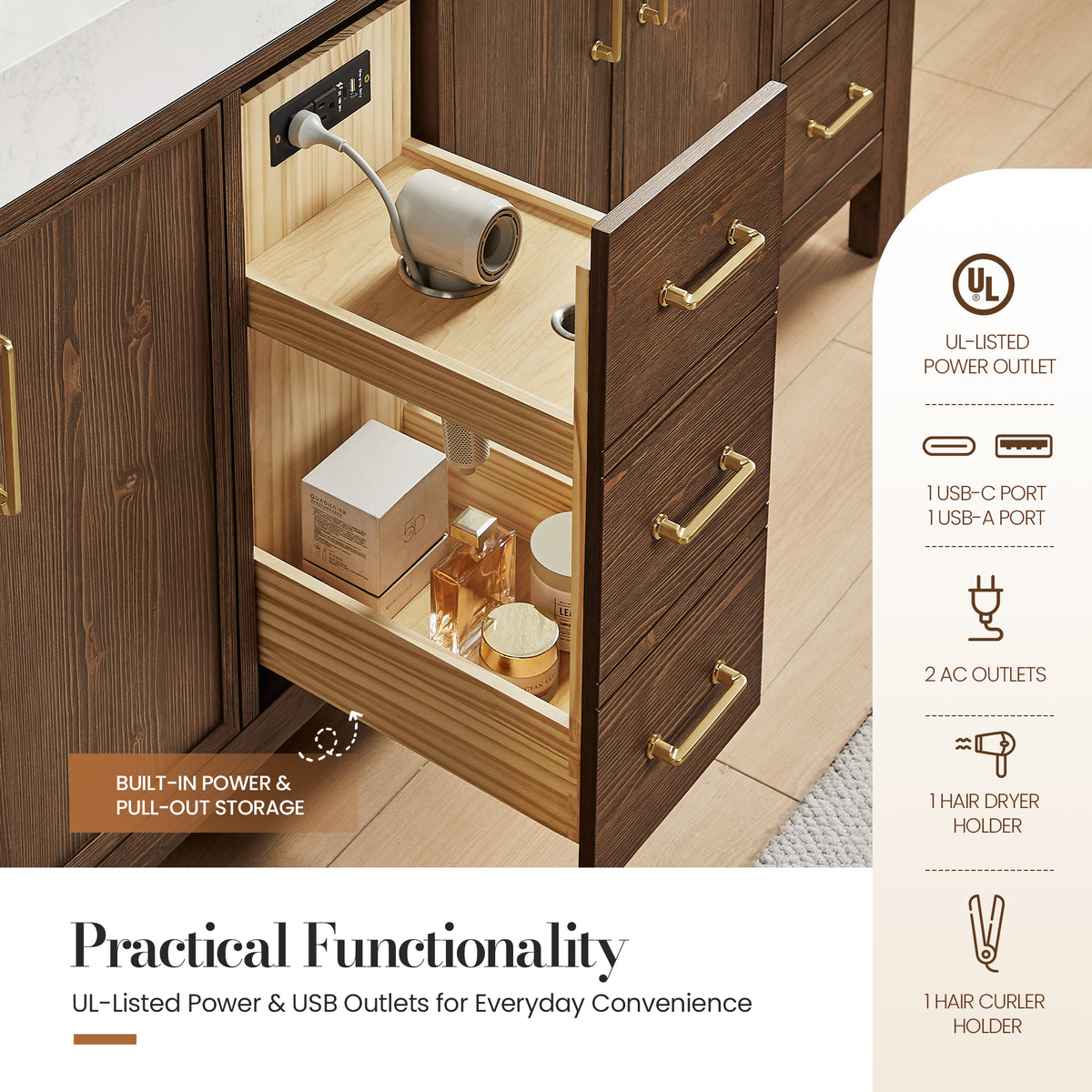 León 84" Free-standing Double Bathroom Vanity in Spruce Aged Brown
