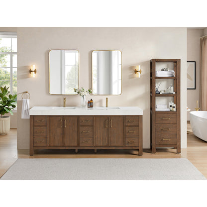 León 84" Free-standing Double Bathroom Vanity in Spruce Aged Brown