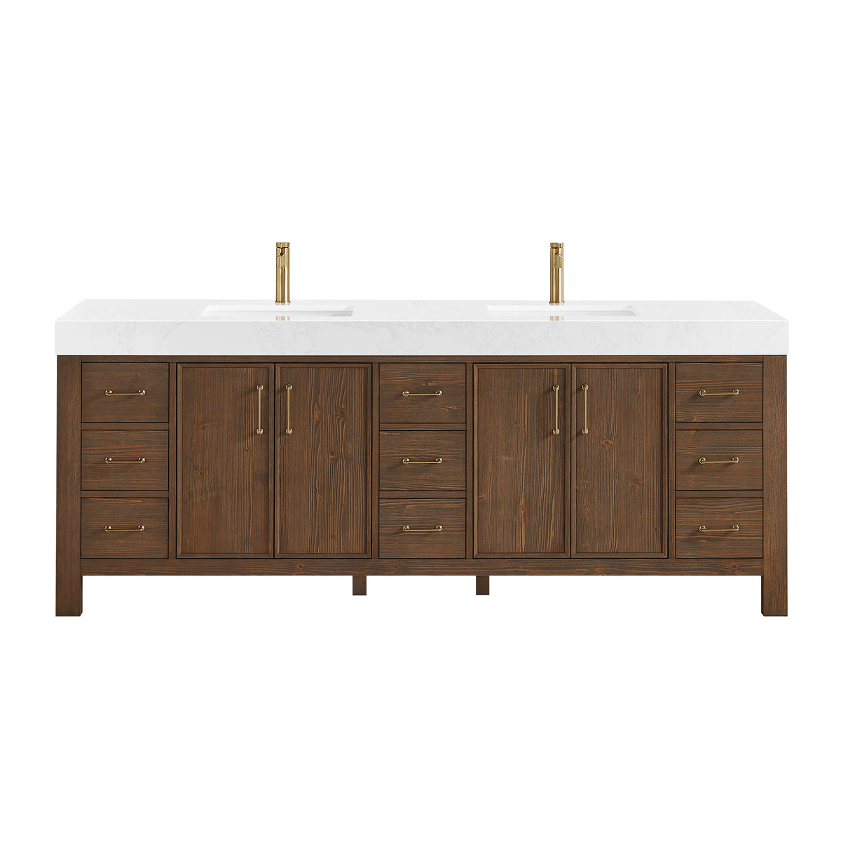 León 84" Free-standing Double Bathroom Vanity in Spruce Aged Brown