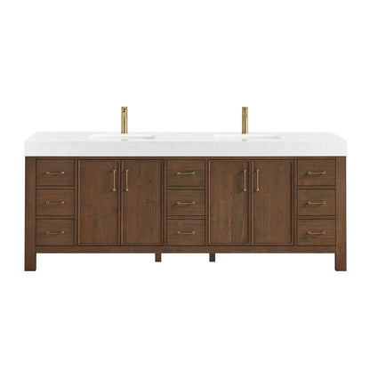 León 84" Free-standing Double Bathroom Vanity in Spruce Aged Brown