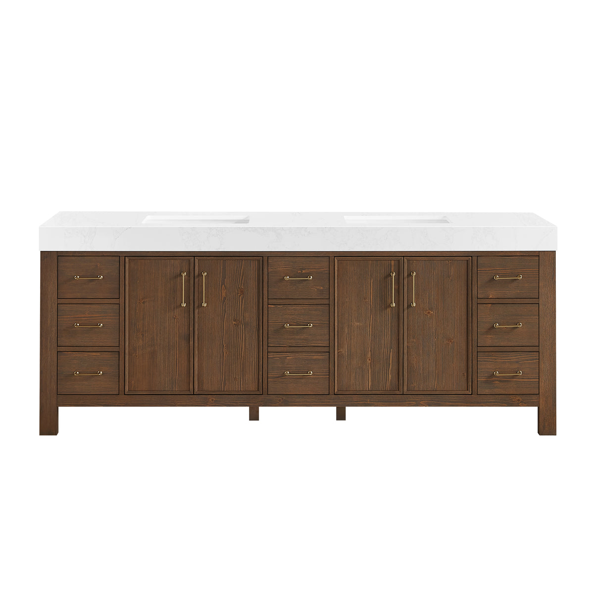 León 84" Free-standing Double Bathroom Vanity in Spruce Aged Brown