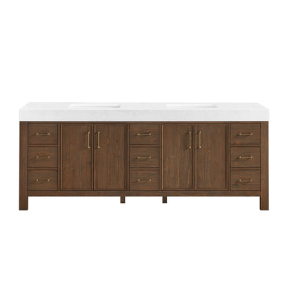 León 84" Free-standing Double Bathroom Vanity in Spruce Aged Brown