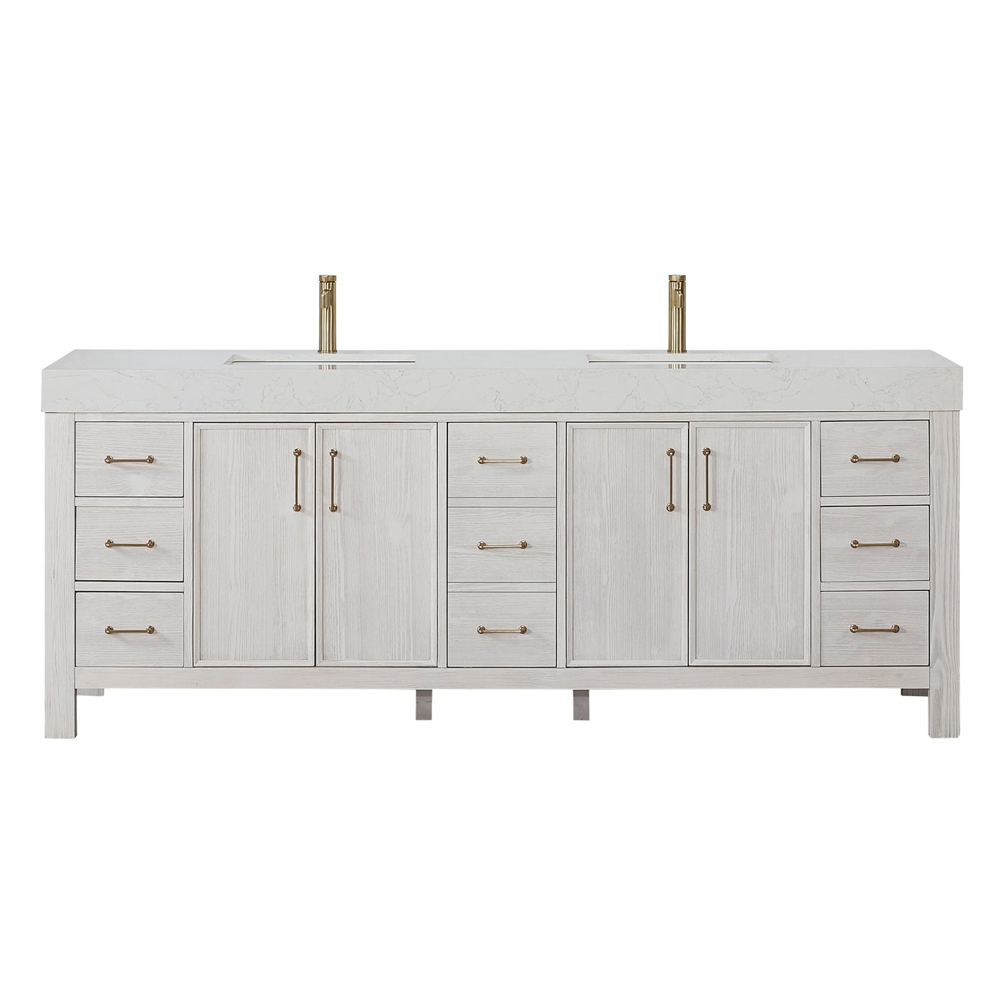 León 84" Free-standing Double Bathroom Vanity in Washed White
