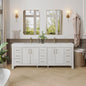 León 84" Free-standing Double Bathroom Vanity in Washed White