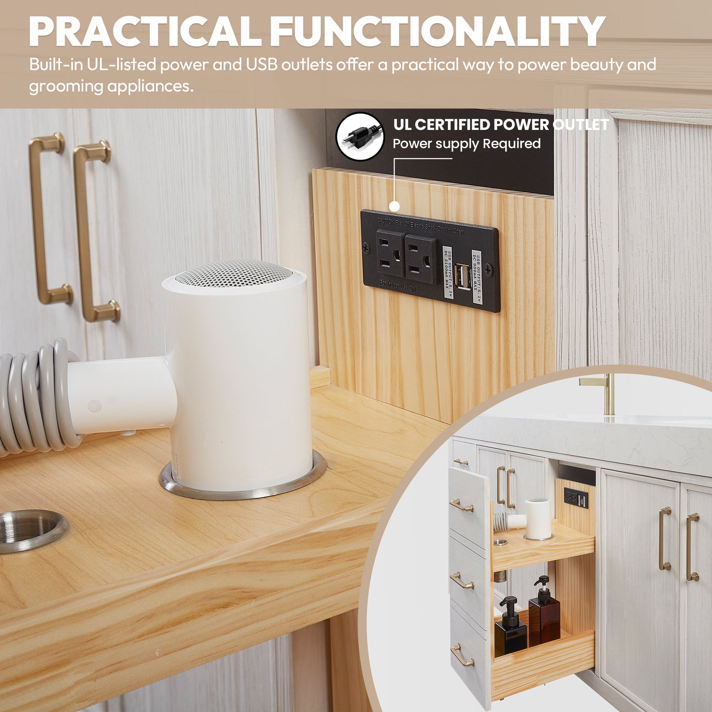 León 84" Free-standing Double Bathroom Vanity in Washed White