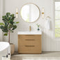 Hohhot 36" Free-standing Single Bath Vanity in Washed Ash Grey with White Integrated Stone Sink Top