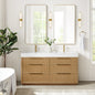 Hohhot 60M" Free-standing Double Bath Vanity in Washed Ash Grey with White Integrated Stone Sink Top