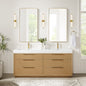 Hohhot 72" Free-standing Double Bath Vanity in Washed Ash Grey with White Integrated Stone Sink Top