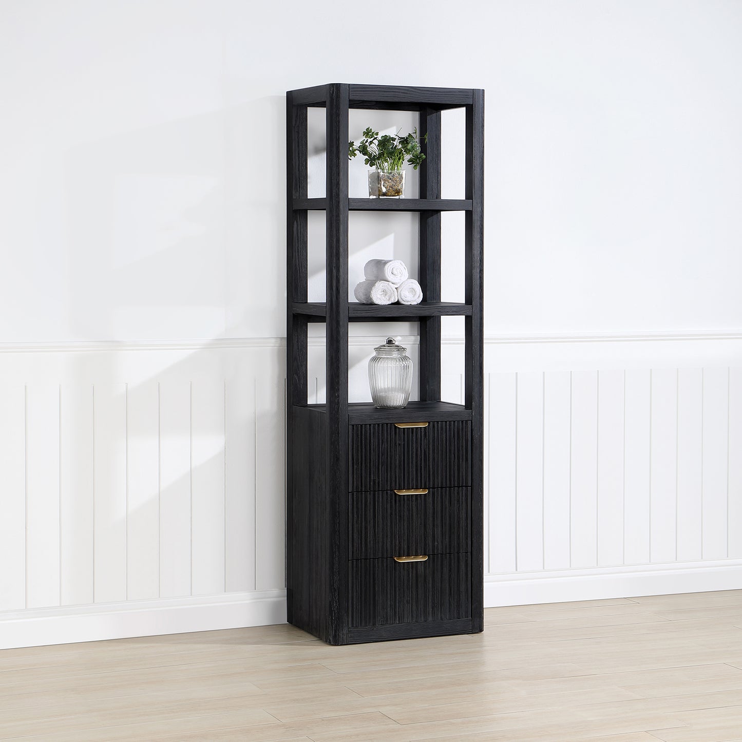 Cádiz 22in. Black Linen Storage Cabinet for Bathroom and more