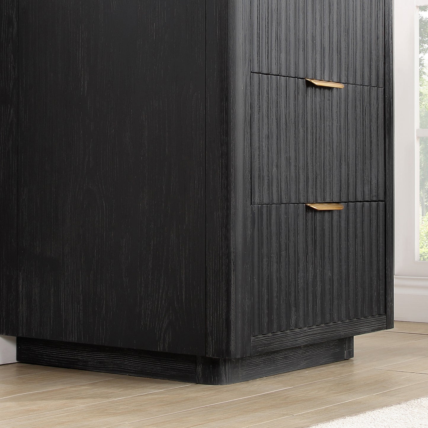 Cádiz 24in. Free-standing Single Bathroom Vanity in Fir Wood Black with Composite top in Lightning White