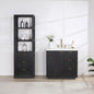 Cádiz 36in. Free-standing Single Bathroom Vanity in Fir Wood Black with Composite top in Lightning White