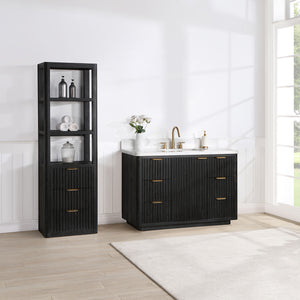 Cádiz 48in. Free-standing Single Bathroom Vanity in Fir Wood Black with Composite top in Lightning White