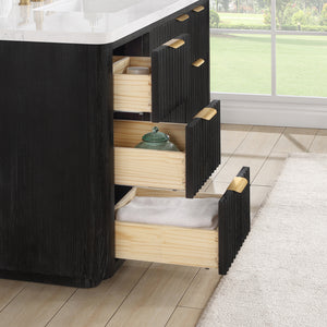 Cádiz 48in. Free-standing Single Bathroom Vanity in Fir Wood Black with Composite top in Lightning White
