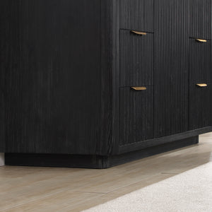 Cádiz 48in. Free-standing Single Bathroom Vanity in Fir Wood Black with Composite top in Lightning White