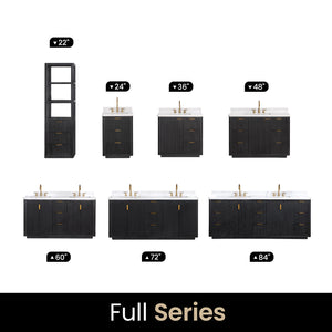 Cádiz 48in. Free-standing Single Bathroom Vanity in Fir Wood Black with Composite top in Lightning White