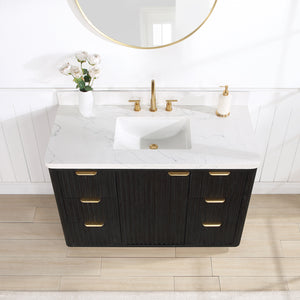 Cádiz 48in. Free-standing Single Bathroom Vanity in Fir Wood Black with Composite top in Lightning White