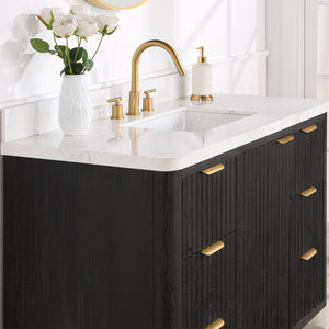 Cádiz 48in. Free-standing Single Bathroom Vanity in Fir Wood Black with Composite top in Lightning White