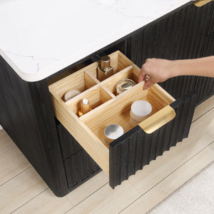 Cádiz 48in. Free-standing Single Bathroom Vanity in Fir Wood Black with Composite top in Lightning White