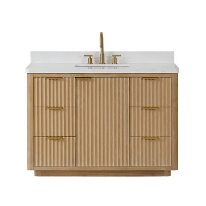 Cádiz 48in. Free-standing Single Bathroom Vanity in Washed Ash Grey with Composite top in Lightning White