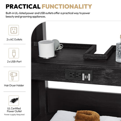 Cádiz 60" Free-standing Single Bathroom Vanity in Fir Wood Black