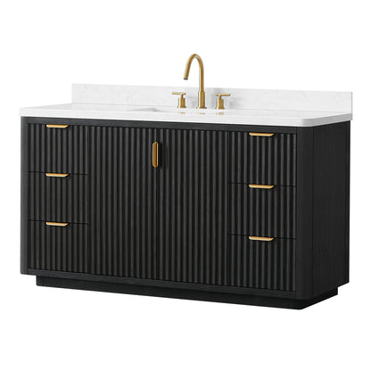 Cádiz 60" Free-standing Single Bathroom Vanity in Fir Wood Black
