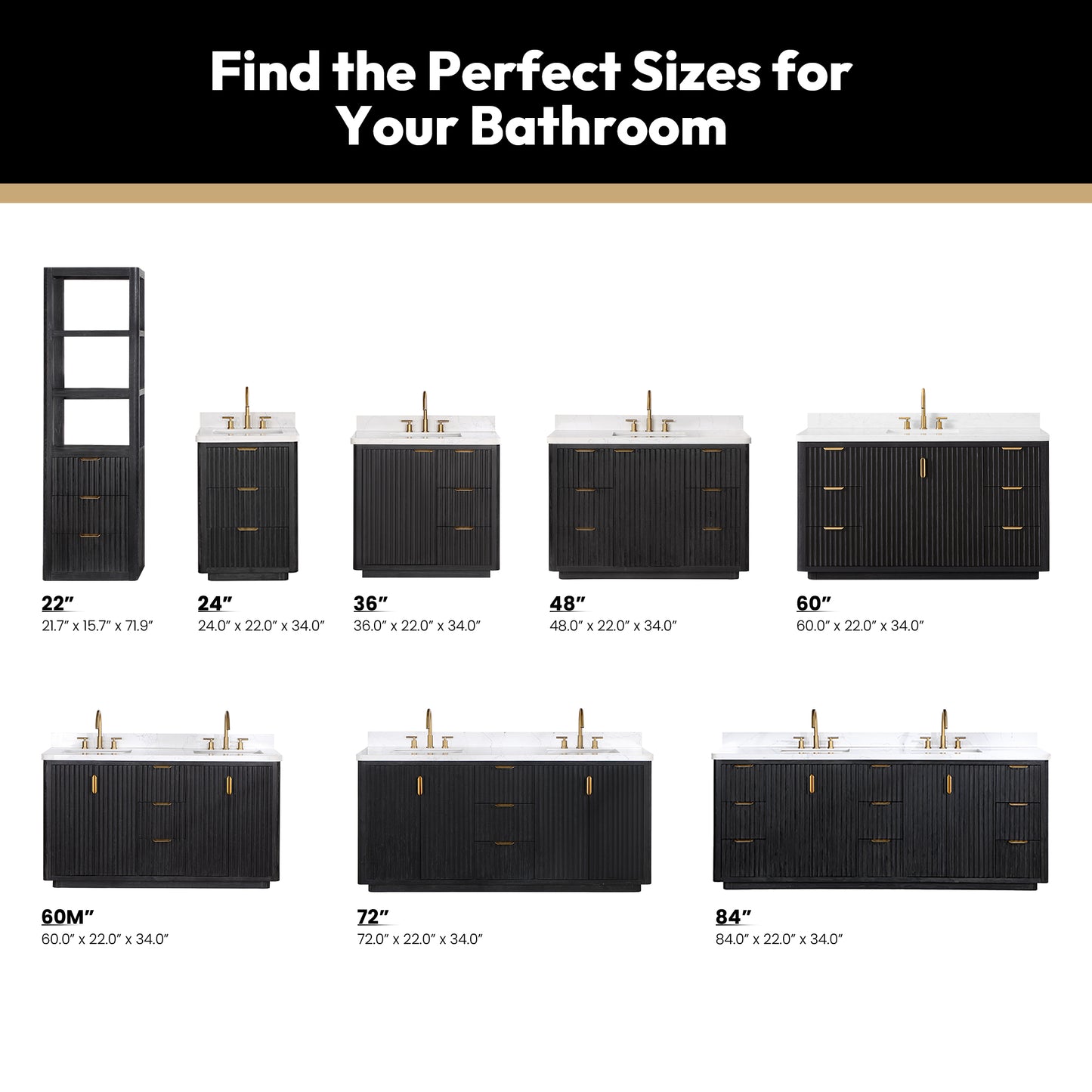 Cádiz 60" Free-standing Single Bathroom Vanity in Fir Wood Black
