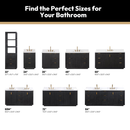 Cádiz 60" Free-standing Single Bathroom Vanity in Fir Wood Black