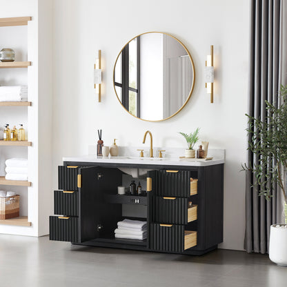 Cádiz 60" Free-standing Single Bathroom Vanity in Fir Wood Black