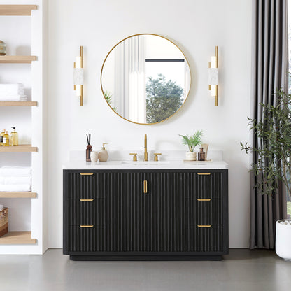 Cádiz 60" Free-standing Single Bathroom Vanity in Fir Wood Black and Mirror