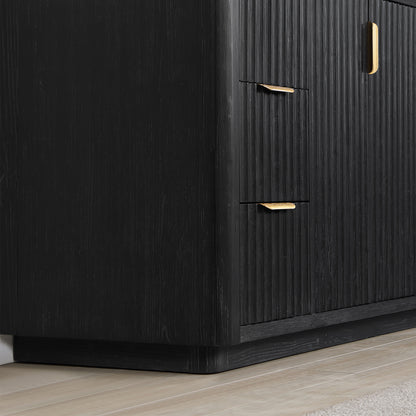 Cádiz 60" Free-standing Single Bathroom Vanity in Fir Wood Black and Mirror