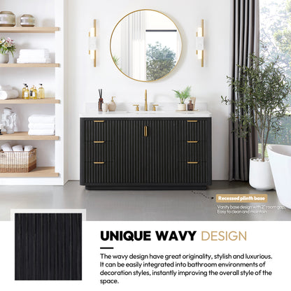 Cádiz 60" Free-standing Single Bathroom Vanity in Fir Wood Black and Mirror