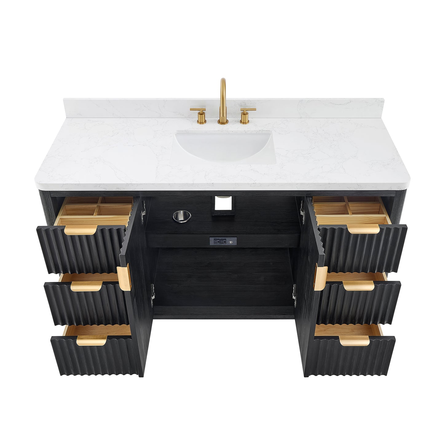 Cádiz 60" Free-standing Single Bathroom Vanity in Fir Wood Black and Mirror