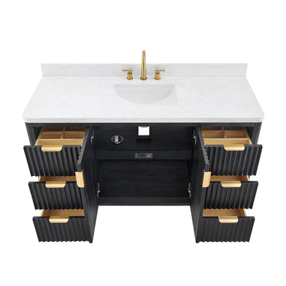 Cádiz 60" Free-standing Single Bathroom Vanity in Fir Wood Black and Mirror