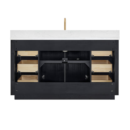 Cádiz 60" Free-standing Single Bathroom Vanity in Fir Wood Black and Mirror
