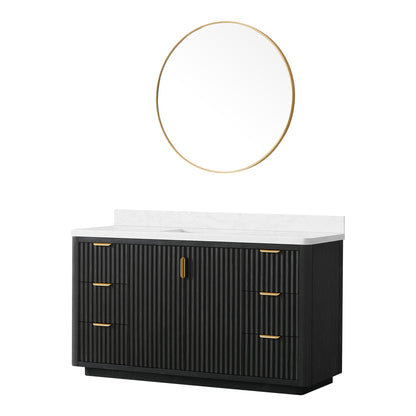 Cádiz 60" Free-standing Single Bathroom Vanity in Fir Wood Black and Mirror