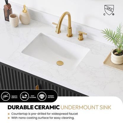 Cádiz 60" Free-standing Single Bathroom Vanity in Fir Wood Black and Mirror