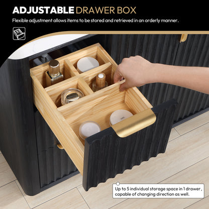 Cádiz 60" Free-standing Single Bathroom Vanity in Fir Wood Black and Mirror