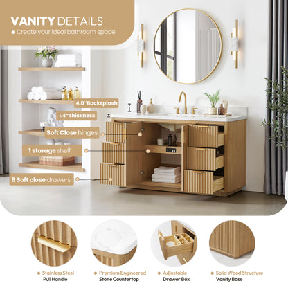 Cádiz 60" Free-standing Single Bathroom Vanity in Washed Ash Grey