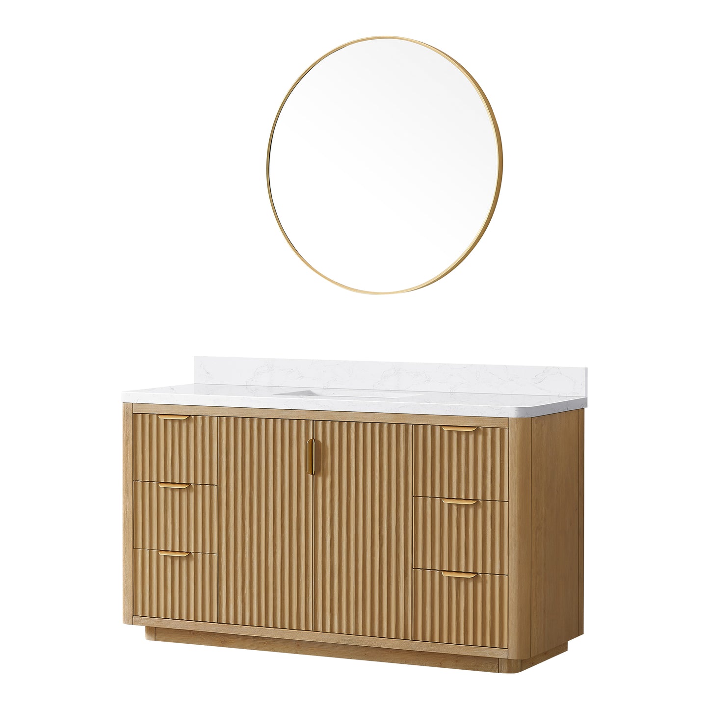 Cádiz 60" Free-standing Single Bathroom Vanity in Washed Ash Grey and Mirror