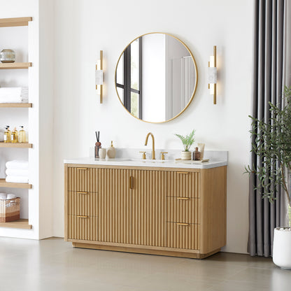 Cádiz 60" Free-standing Single Bathroom Vanity in Washed Ash Grey and Mirror