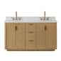 Cádiz 60in. Free-standing Double Bathroom Vanity in Washed Ash Grey with Composite top in Lightning White