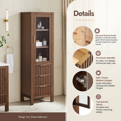 Shenzhen 22" Aged Dark Brown Oak Storage Cabinet