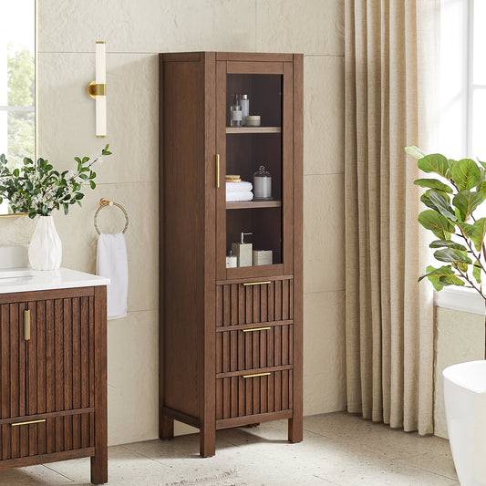 Shenzhen 22" Aged Dark Brown Oak Storage Cabinet