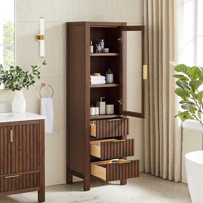 Shenzhen 22" Aged Dark Brown Oak Storage Cabinet