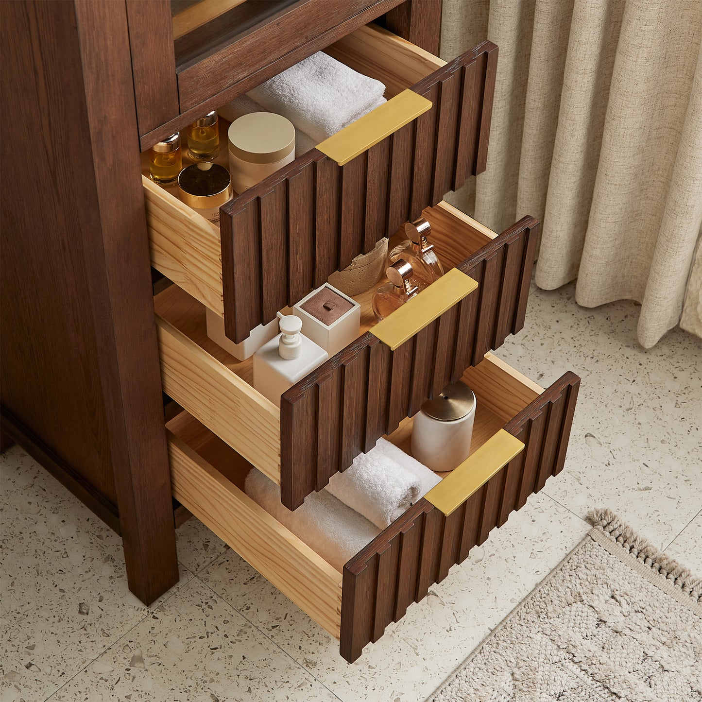 Shenzhen 22" Aged Dark Brown Oak Storage Cabinet