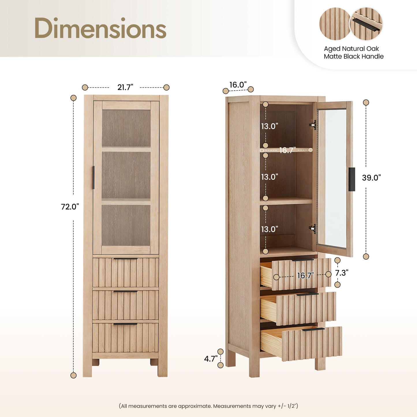 Shenzhen 22" Aged Natural Oak Storage Cabinet