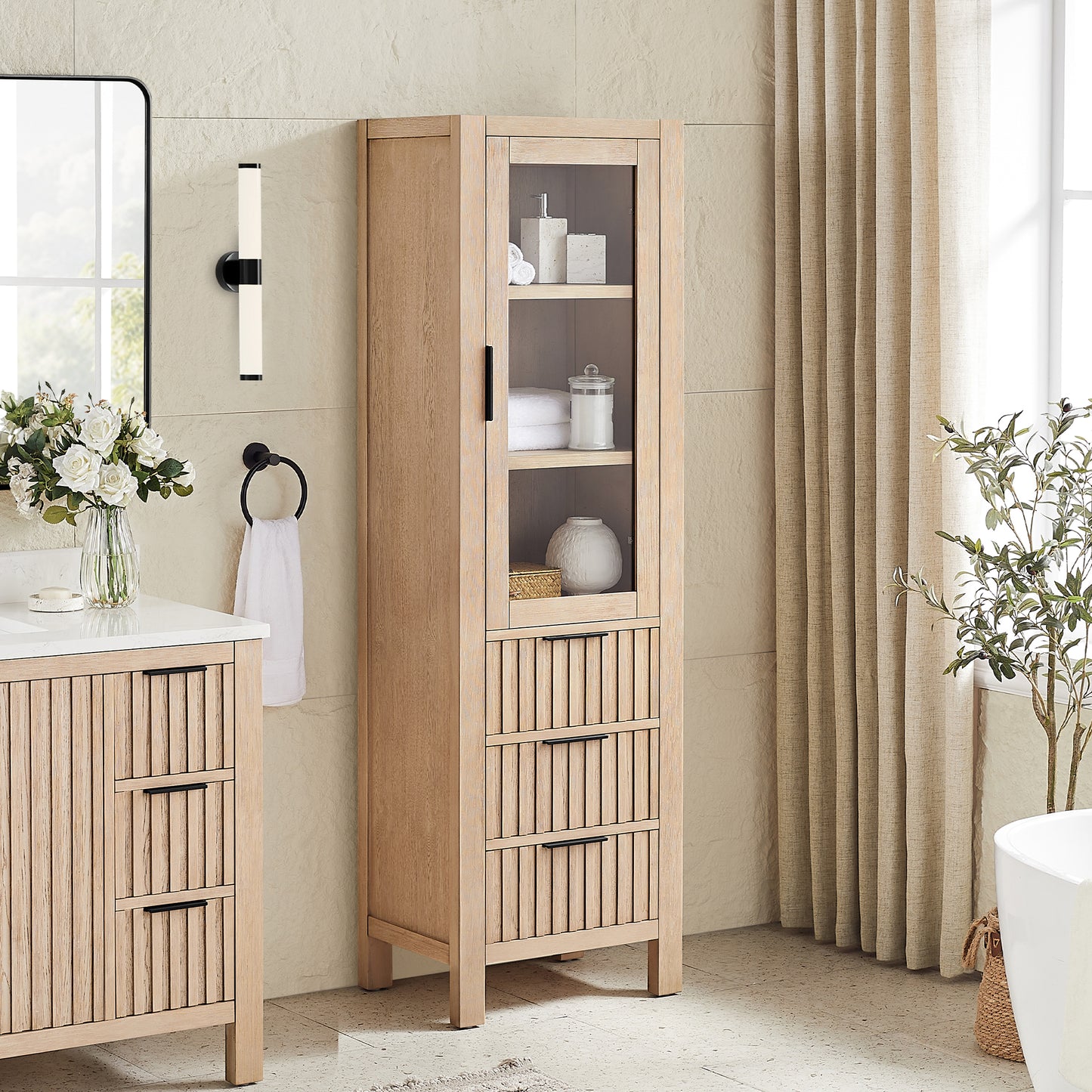 Shenzhen 22" Aged Natural Oak Storage Cabinet